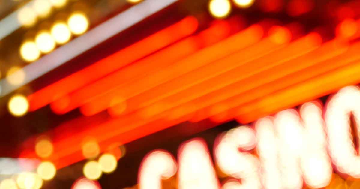 Outdoor casino night party ambience with blurred lights
